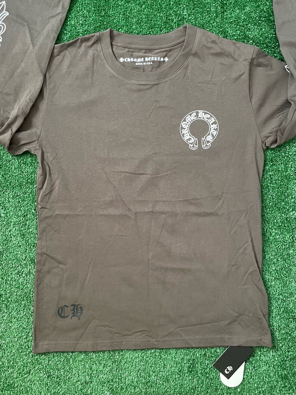 Chrome Hearts Brown Logo Horseshoe Long-Sleeve Tee
